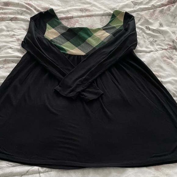 Vintage Forever 21 Y2K Black tunic with green plaid detailing size S Made in USA - Picture 11 of 14
